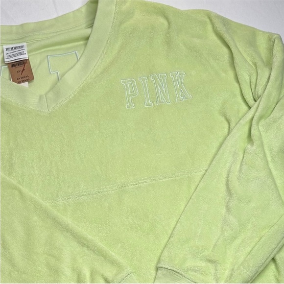 VICTORIA'S SECRET PINK TERRY VARSITY BEACH OVERSIZE TOP SHIRT XS SWEATSHIRT NWT - Picture 4 of 14